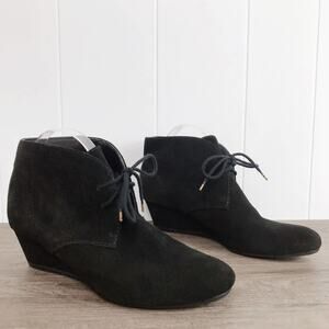 NINE WEST Black Suede Wedge Ankle Booties